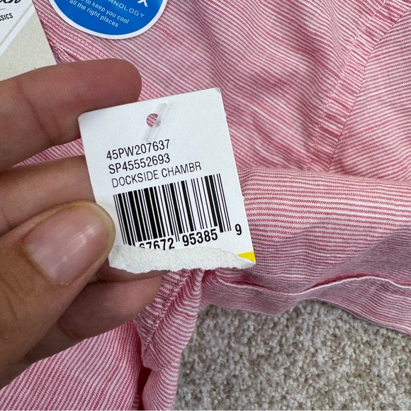 NWT IZOD Salwater Men's Pink Short Sleeve Shirt Size M Short Sleeve Stripe - Picture 11 of 14